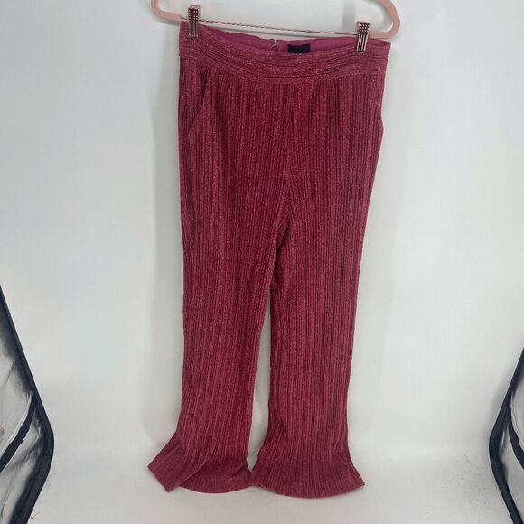 Revolve NBD Phoibe Womens Glitter Pink Fuchsia Metallic New Flare Pant Medium - Picture 2 of 9